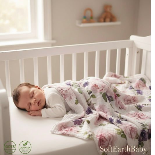 Muslin Baby Blanket – Peony Rose