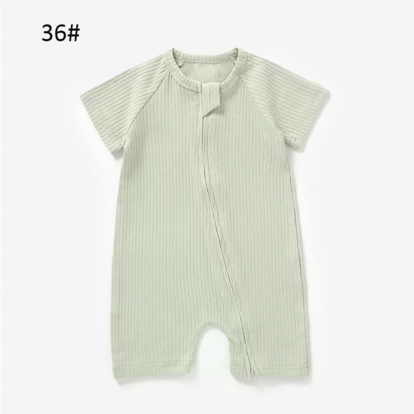 Organic Cotton Ribbed Baby Romper with Snap Closure – GOTS Certified