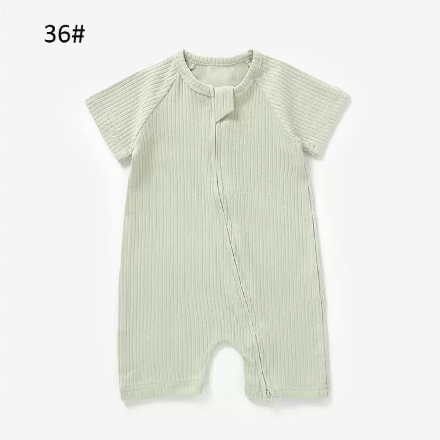 Organic Cotton Ribbed Baby Romper with Snap Closure – GOTS Certified