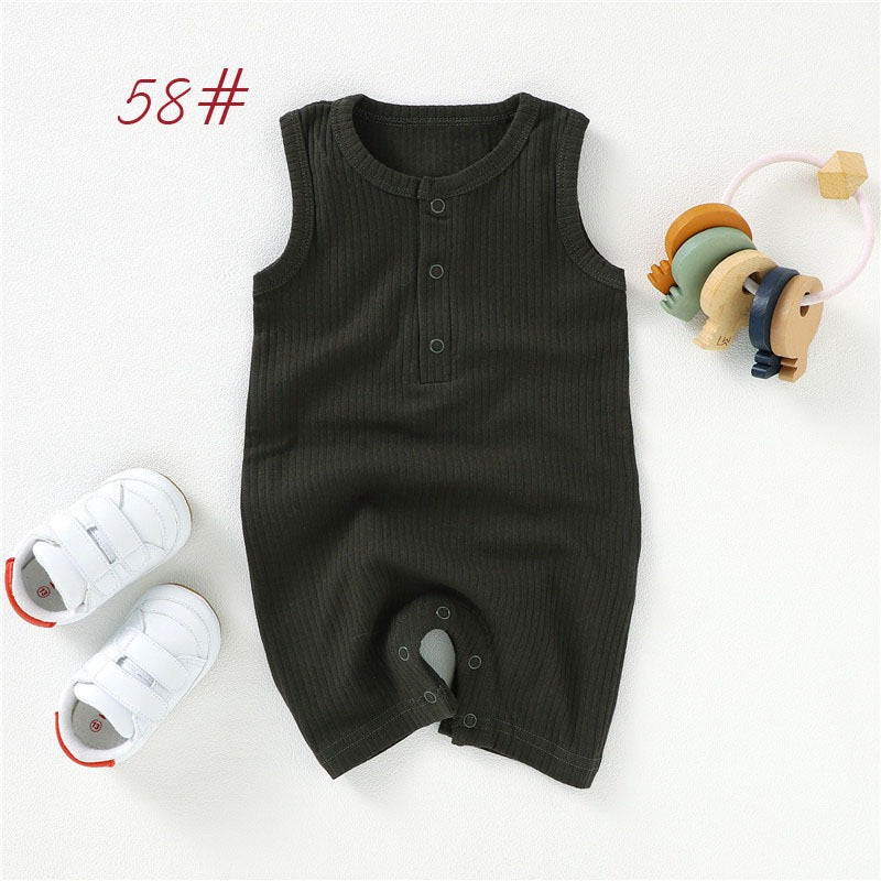 Organic Cotton Ribbed Sleeveless Baby Romper | SoftEarthBaby