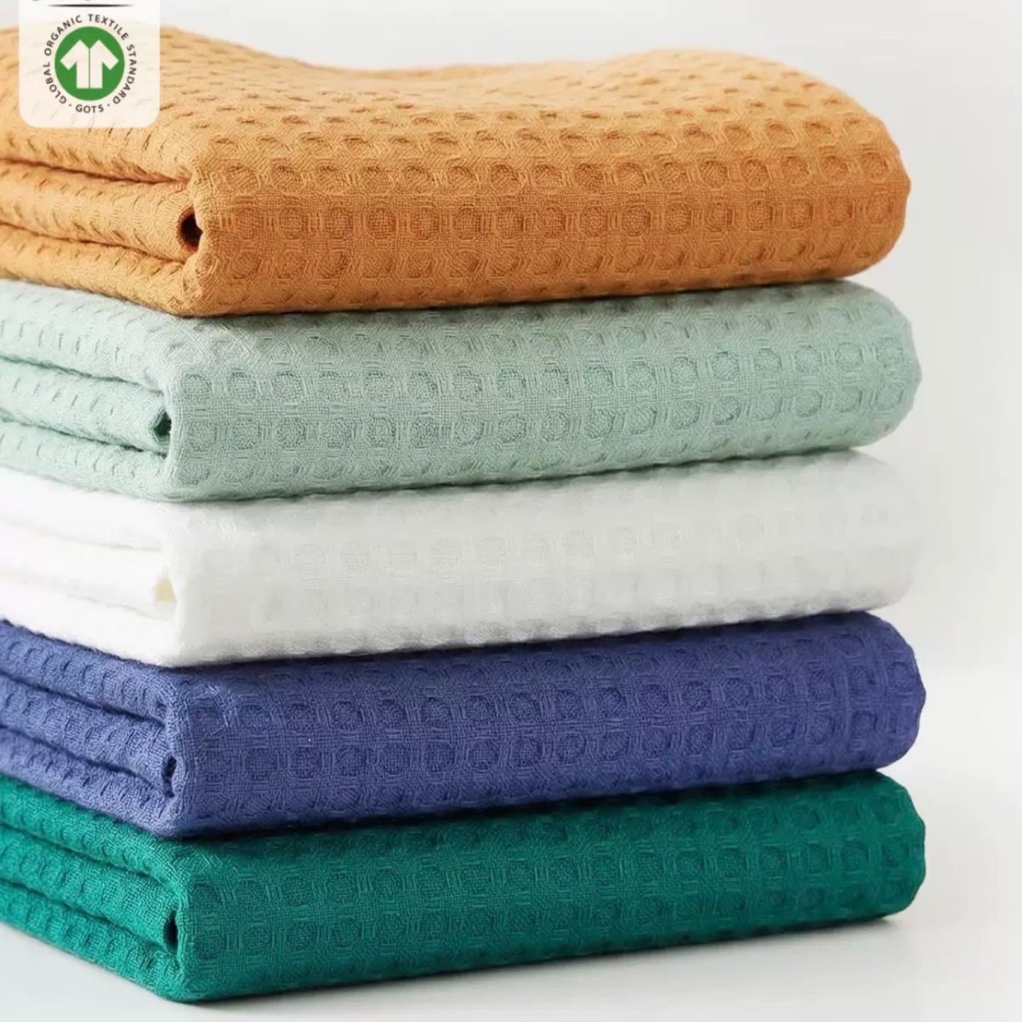 Organic Bamboo Waffle Baby Blanket – GOTS Certified Soft Muslin Swaddle Blanket