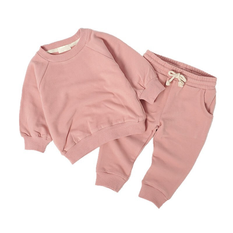 Organic Cotton Ribbed Baby Sweatshirt Set | Long Sleeve Top & Pants | SoftEarthBaby