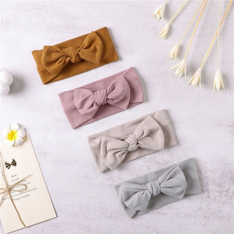 Organic Cotton Ribbed Baby Bow Headband
