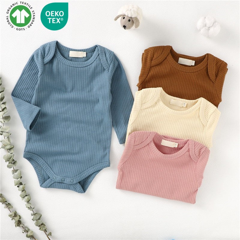 Organic Cotton Ribbed Long Sleeve Baby Bodysuit