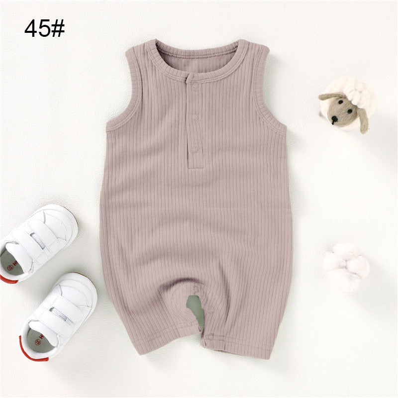 Organic Cotton Ribbed Sleeveless Baby Romper | SoftEarthBaby