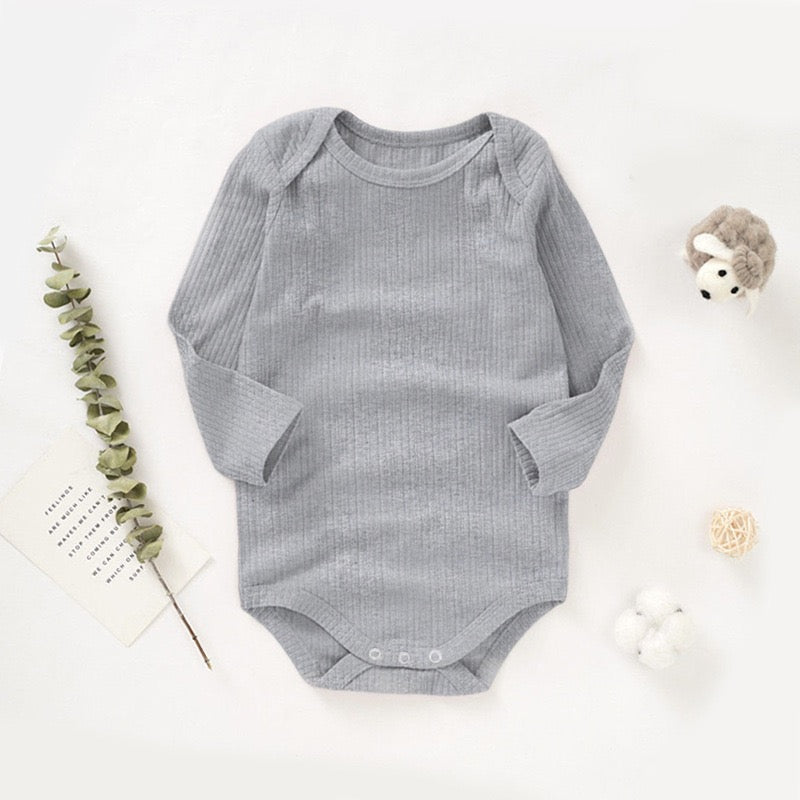 Organic Cotton Ribbed Long Sleeve Baby Bodysuit