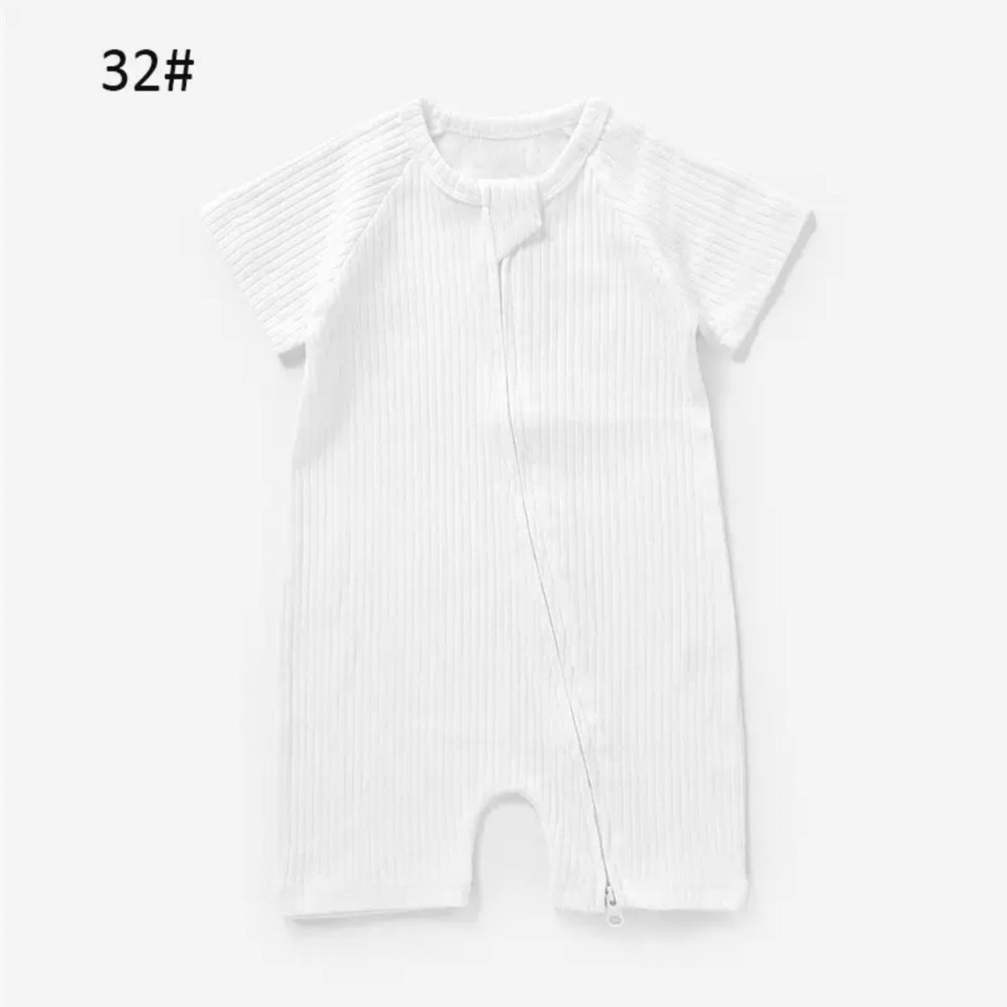 Organic Cotton Ribbed Baby Romper with Snap Closure – GOTS Certified