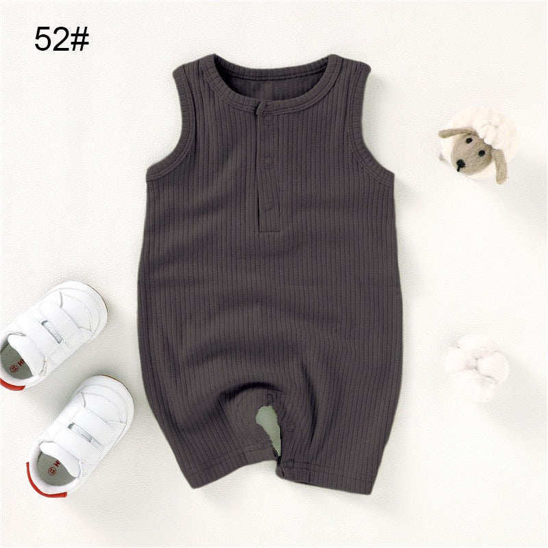 Organic Cotton Ribbed Sleeveless Baby Romper | SoftEarthBaby