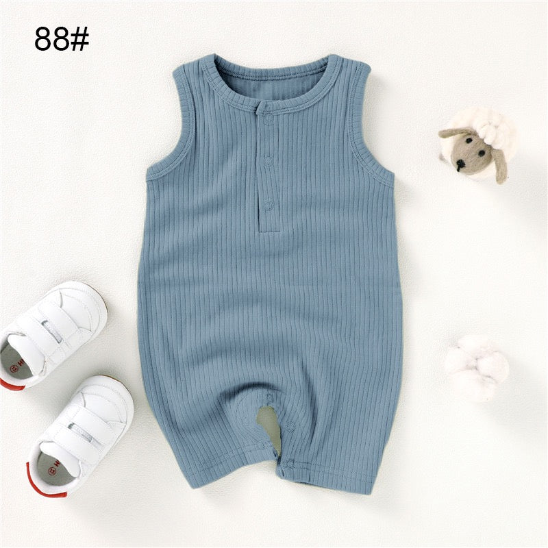 Organic Cotton Ribbed Sleeveless Baby Romper | SoftEarthBaby
