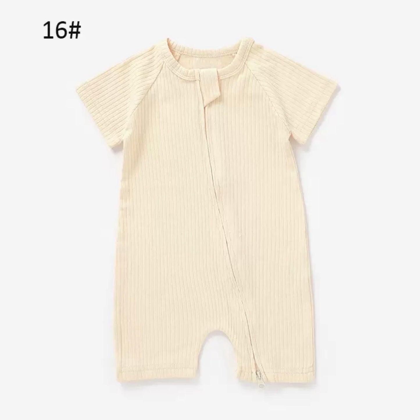 Organic Cotton Ribbed Baby Romper with Snap Closure – GOTS Certified