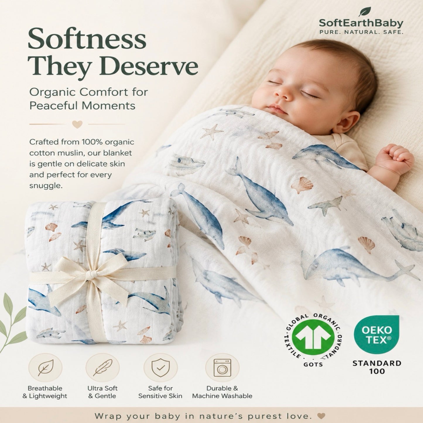 Muslin Baby Blanket – Ocean Fish