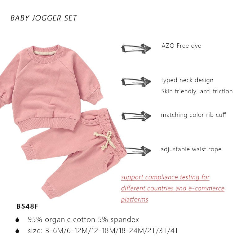 Organic Cotton Ribbed Baby Sweatshirt Set | Long Sleeve Top & Pants | SoftEarthBaby