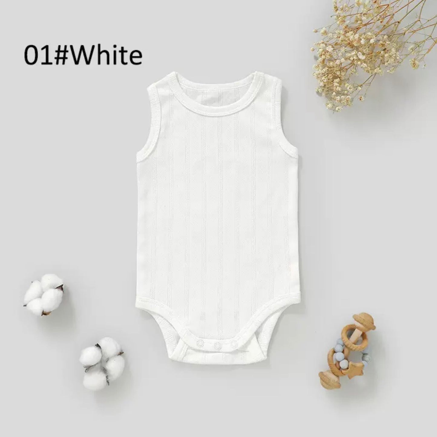 Soft Ribbed Organic Cotton Baby Bodysuit | Breathable Sleeveless Romper