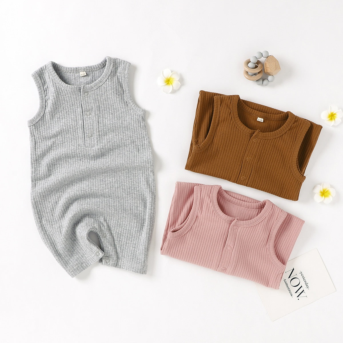 Organic Cotton Ribbed Sleeveless Baby Romper | SoftEarthBaby