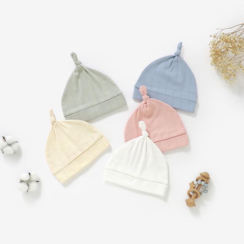 Organic Cotton Newborn Knotted Baby Beanie Hat | Ultra Soft Ribbed Infant Cap | SoftEarthBaby