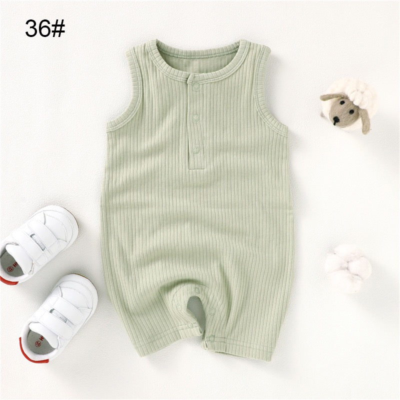 Organic Cotton Ribbed Sleeveless Baby Romper | SoftEarthBaby