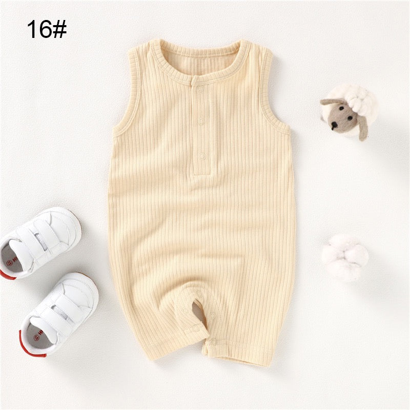 Organic Cotton Ribbed Sleeveless Baby Romper | SoftEarthBaby