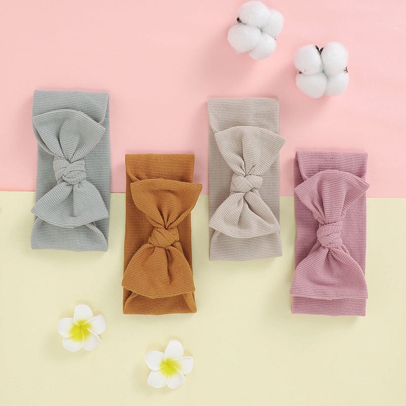 Organic Cotton Ribbed Baby Bow Headband