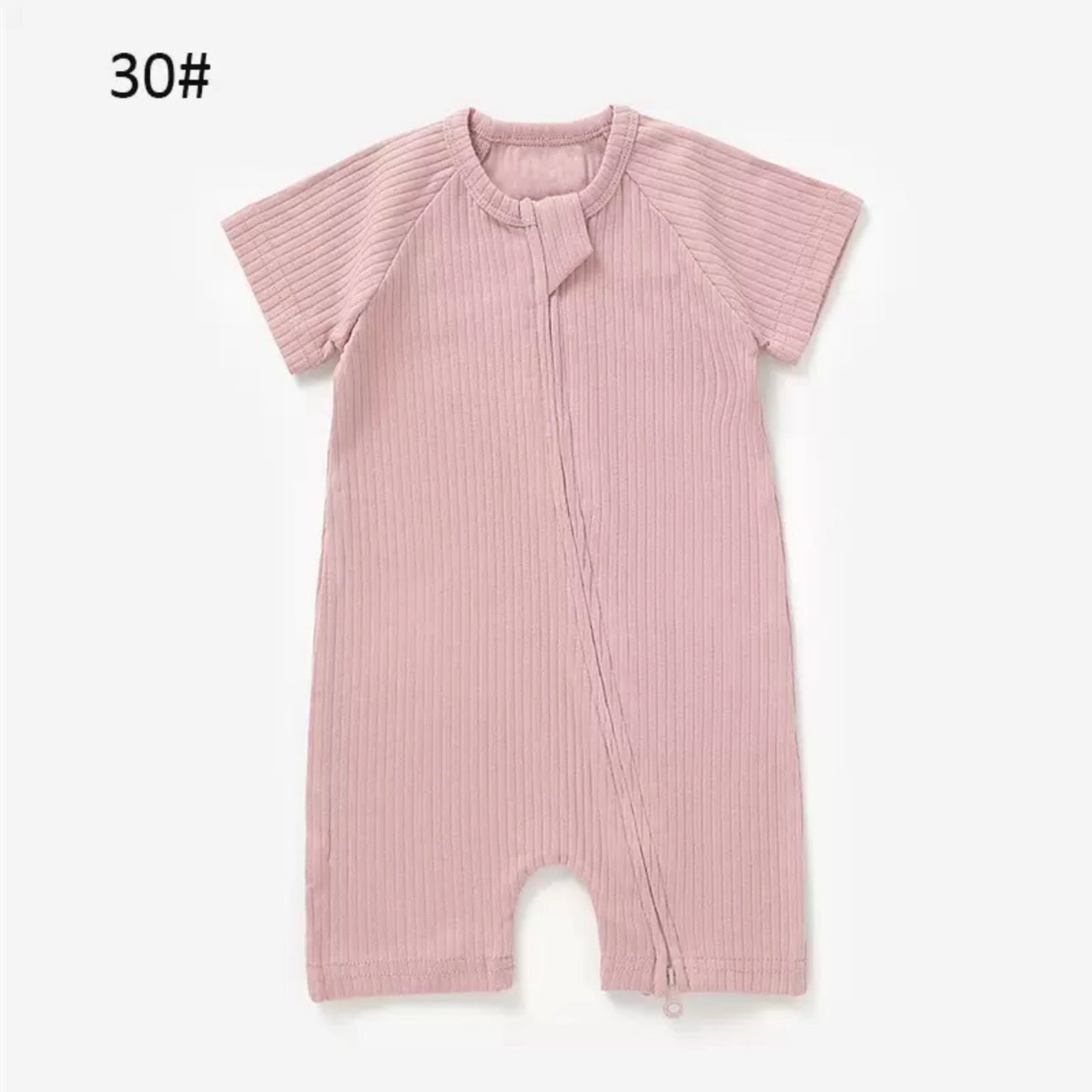 Organic Cotton Ribbed Baby Romper with Snap Closure – GOTS Certified