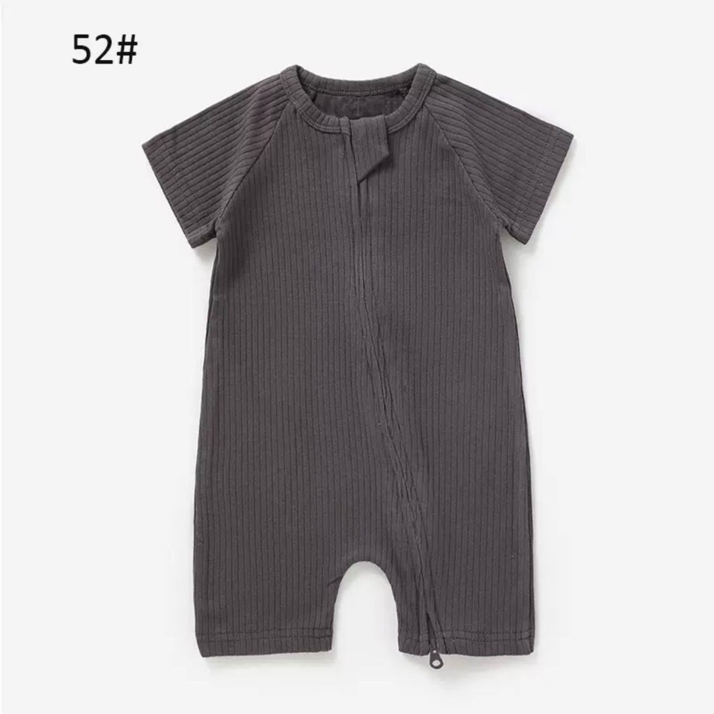 Organic Cotton Ribbed Baby Romper with Snap Closure – GOTS Certified