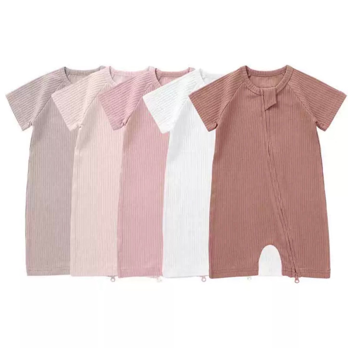 Organic Cotton Ribbed Baby Romper with Snap Closure – GOTS Certified