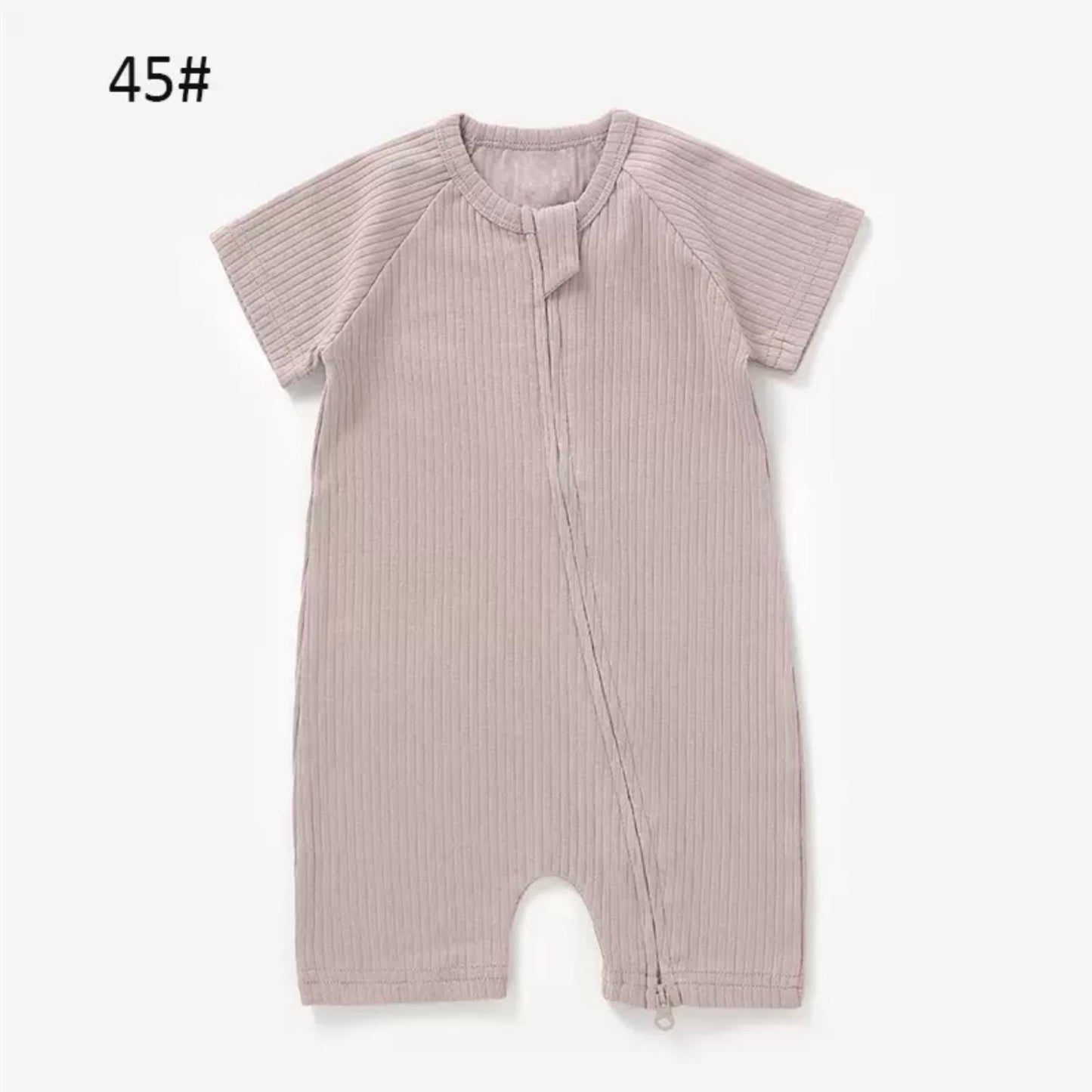 Organic Cotton Ribbed Baby Romper with Snap Closure – GOTS Certified