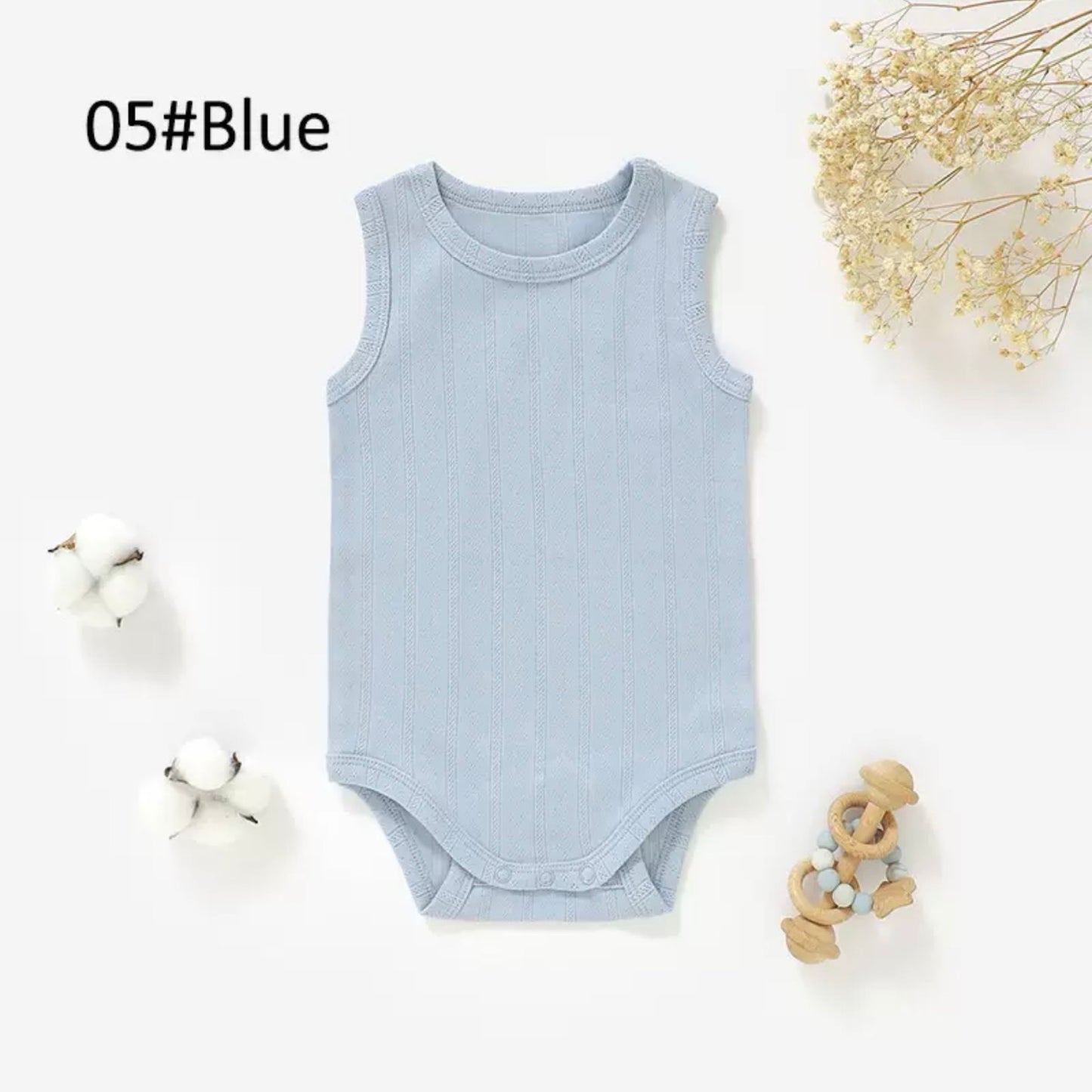 Soft Ribbed Organic Cotton Baby Bodysuit | Breathable Sleeveless Romper