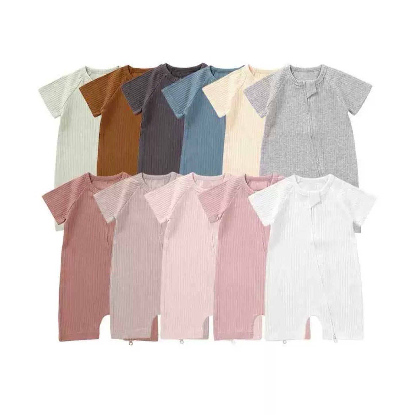 Organic Cotton Ribbed Baby Romper with Snap Closure – GOTS Certified