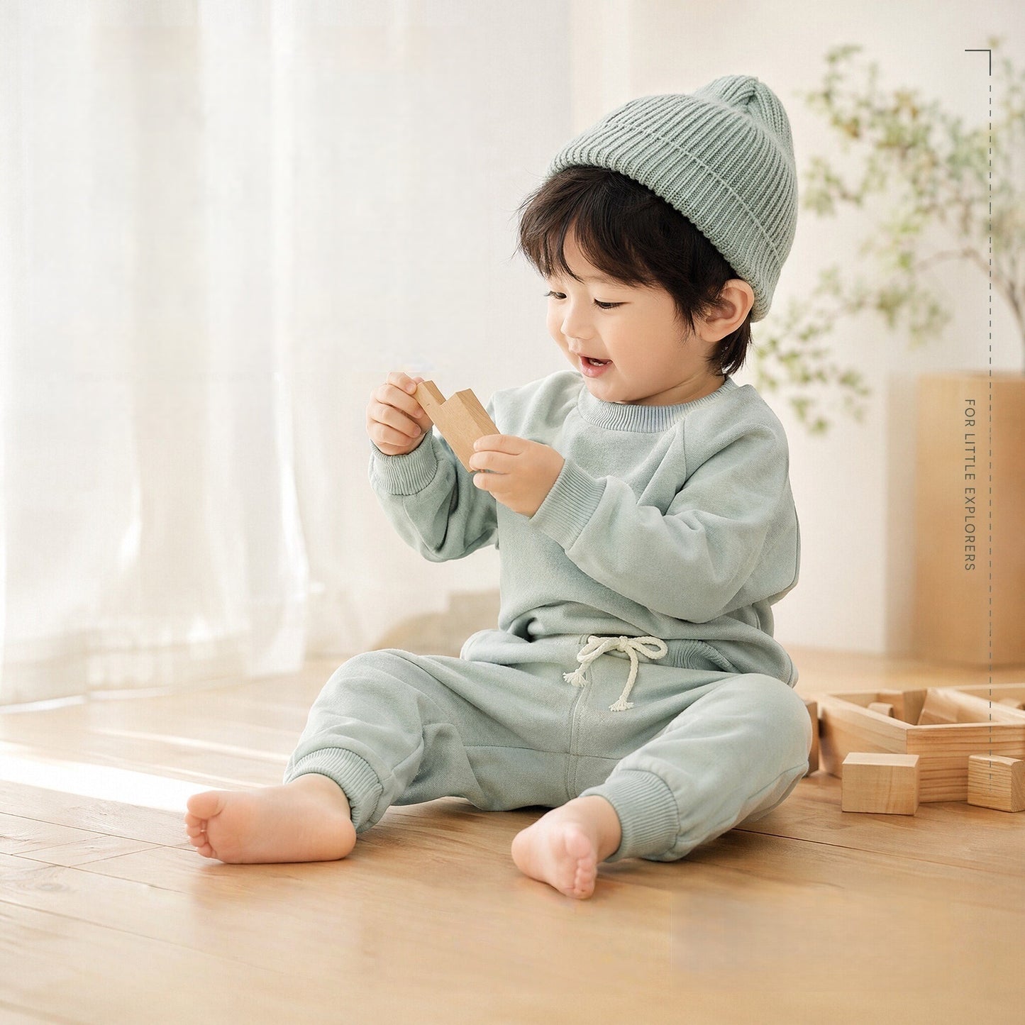 Organic Cotton Ribbed Baby Sweatshirt Set | Long Sleeve Top & Pants | SoftEarthBaby
