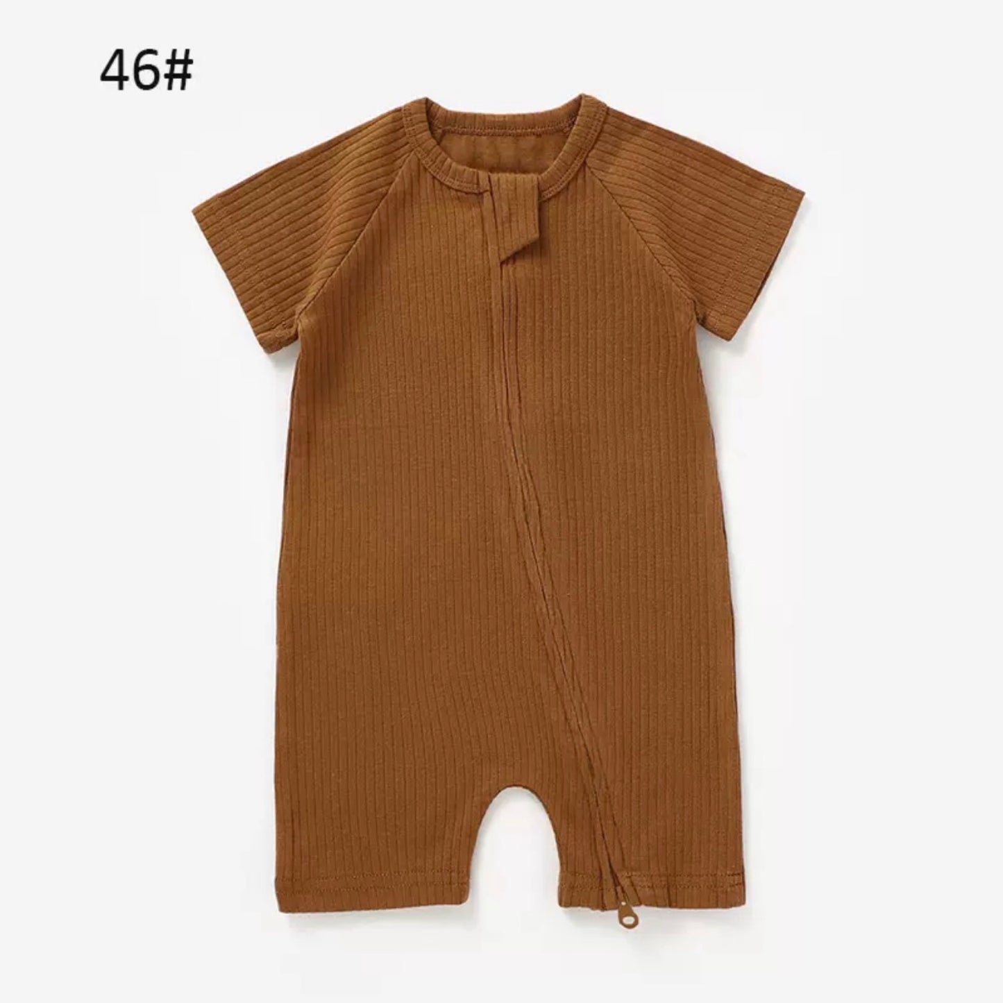Organic Cotton Ribbed Baby Romper with Snap Closure – GOTS Certified