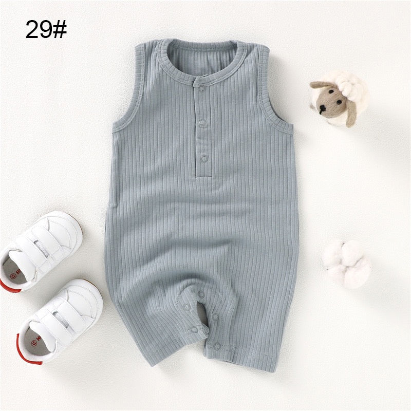 Organic Cotton Ribbed Sleeveless Baby Romper | SoftEarthBaby