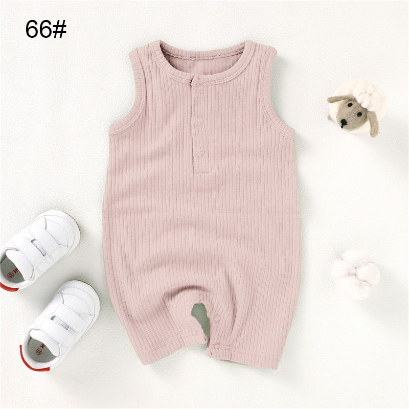Organic Cotton Ribbed Sleeveless Baby Romper | SoftEarthBaby