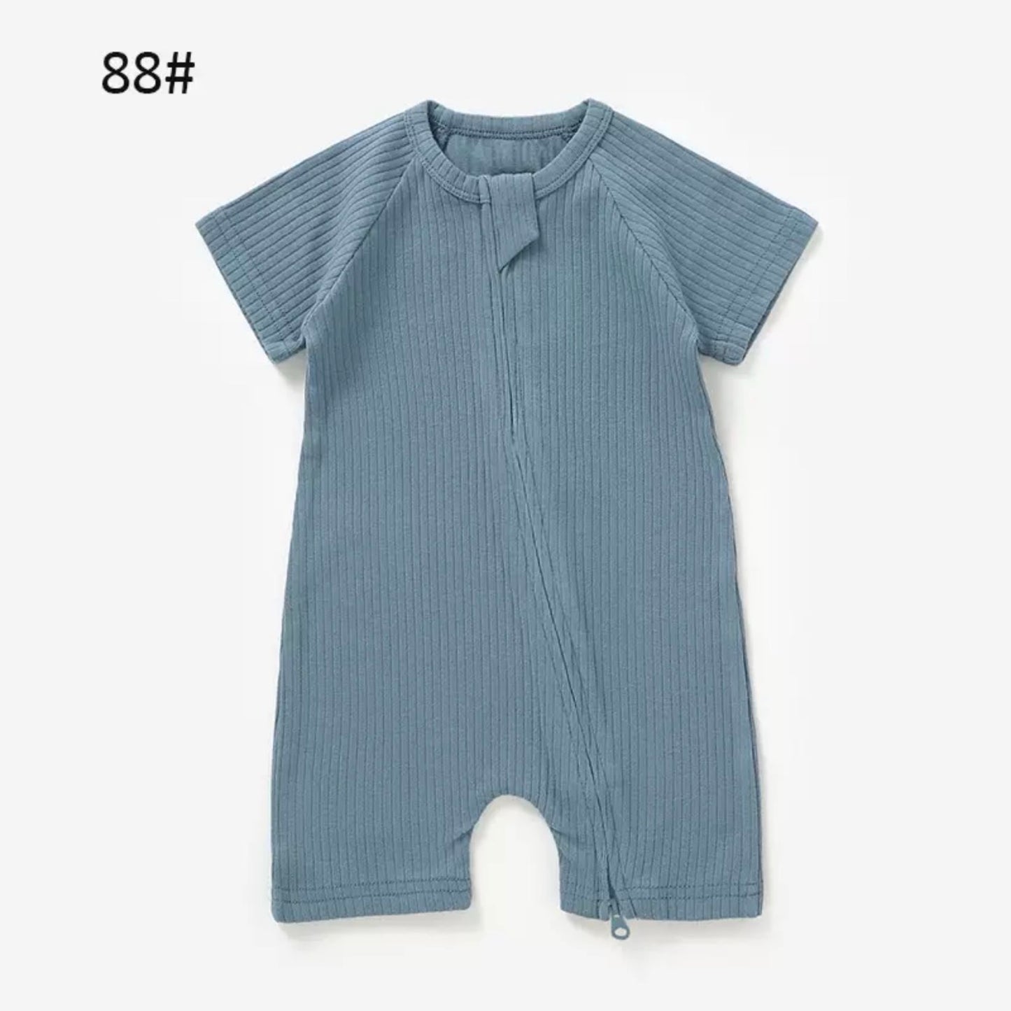 Organic Cotton Ribbed Baby Romper with Snap Closure – GOTS Certified