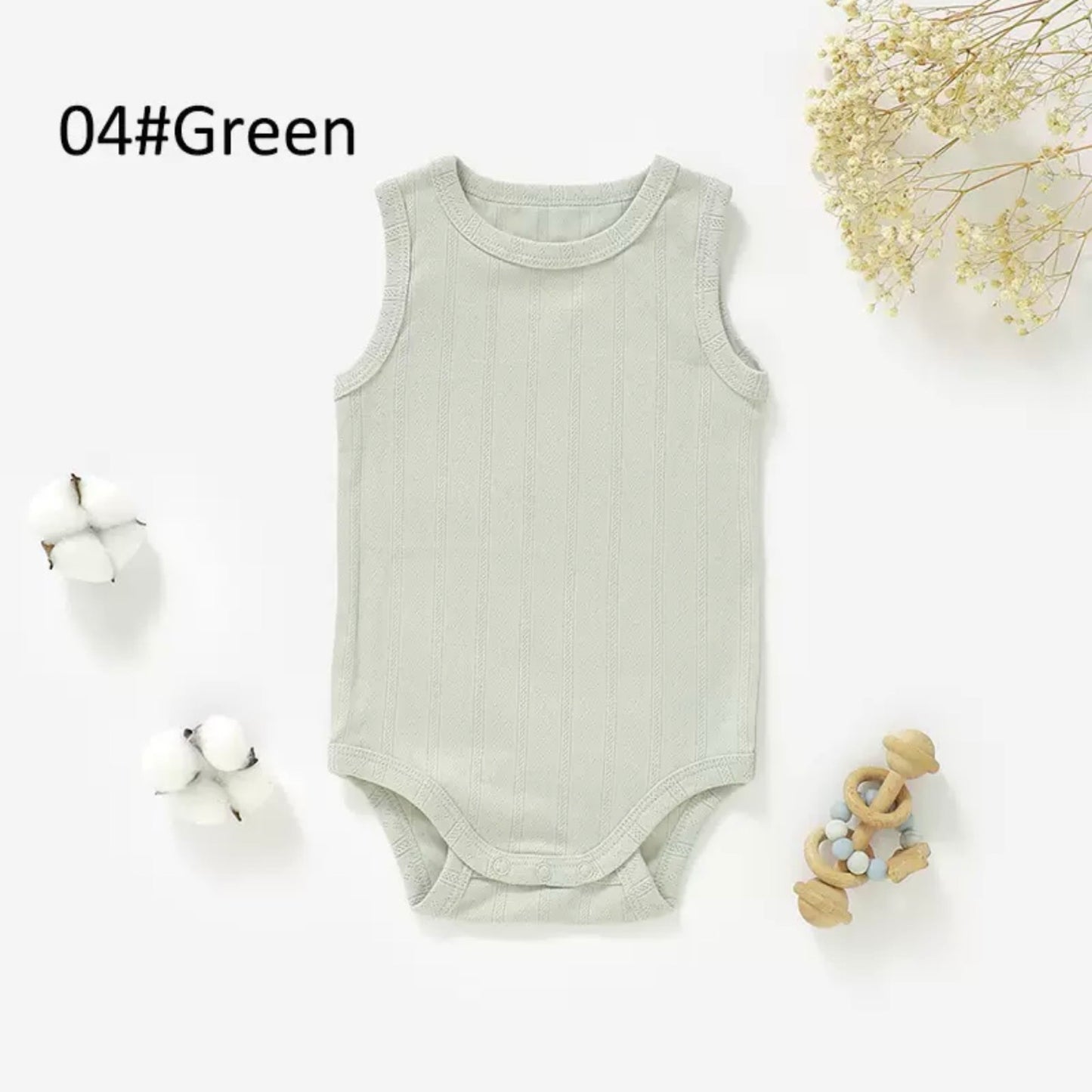 Soft Ribbed Organic Cotton Baby Bodysuit | Breathable Sleeveless Romper