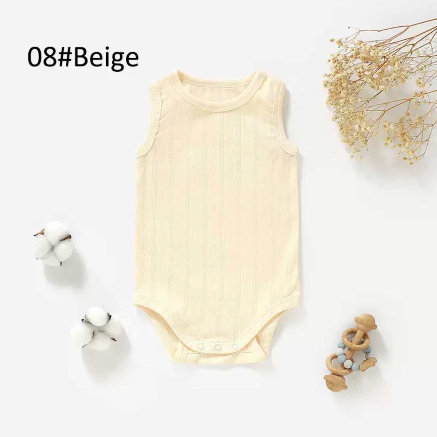 Soft Ribbed Organic Cotton Baby Bodysuit | Breathable Sleeveless Romper