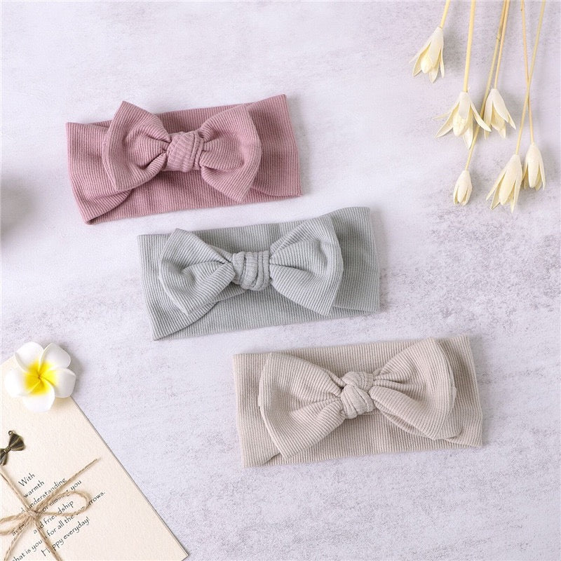 Organic Cotton Ribbed Baby Bow Headband