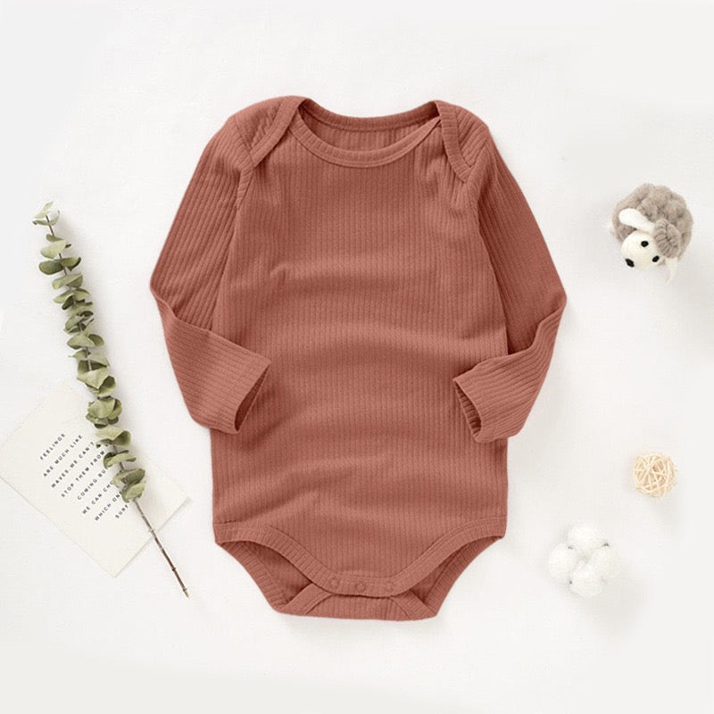 Organic Cotton Ribbed Long Sleeve Baby Bodysuit