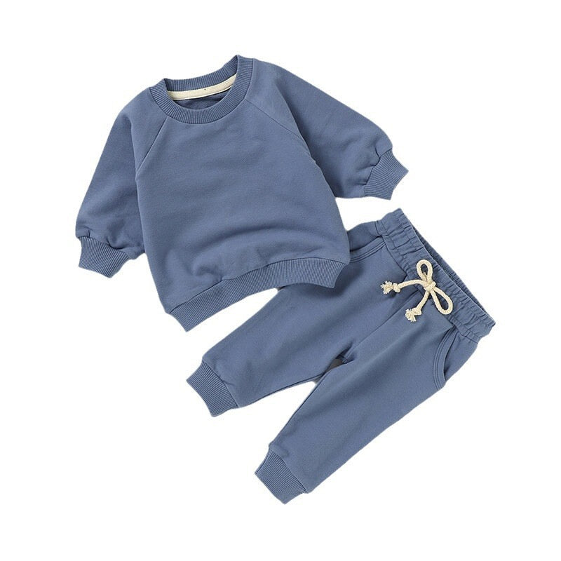 Organic Cotton Ribbed Baby Sweatshirt Set | Long Sleeve Top & Pants | SoftEarthBaby
