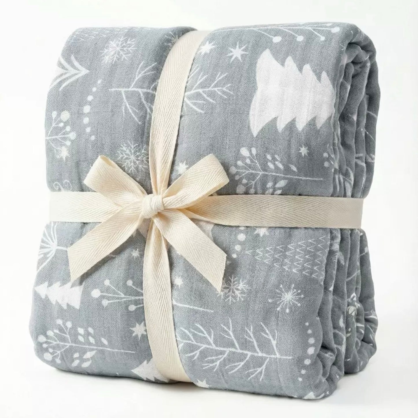Organic Cotton Muslin Baby Blanket – Winter Forest