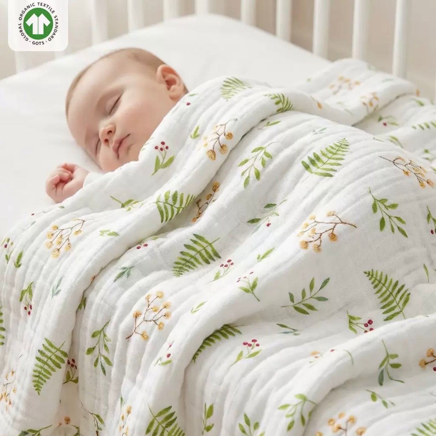 Organic Cotton Muslin Baby Blanket – Botanical Meadow