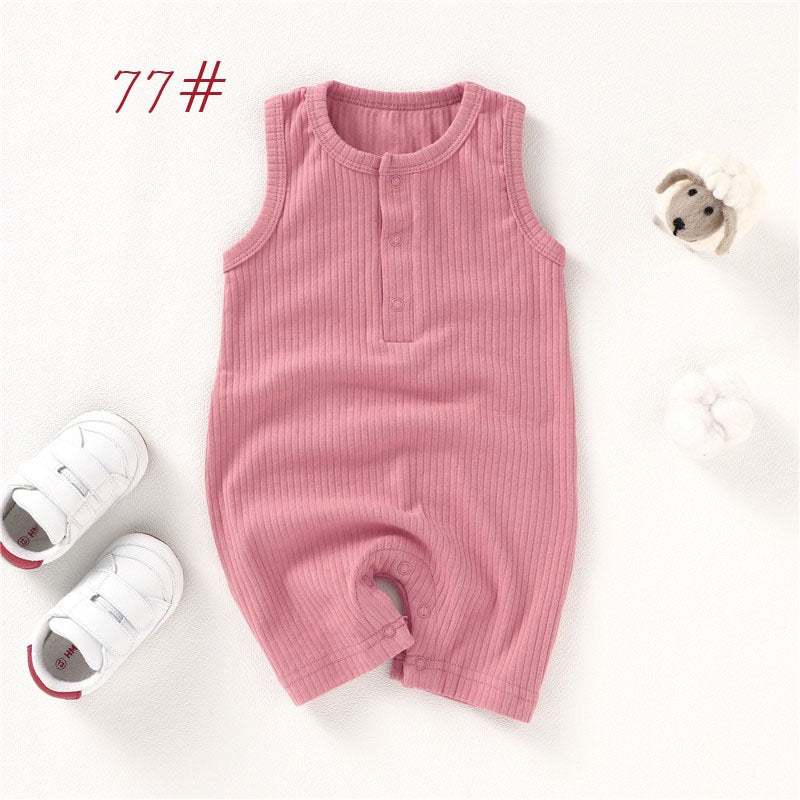 Organic Cotton Ribbed Sleeveless Baby Romper | SoftEarthBaby