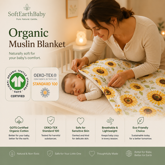 Organic Cotton Muslin Baby Blanket – Sunshine Meadow
