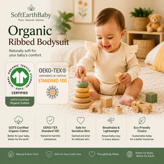 GOTS Certified Organic Cotton Baby Romper | Soft Short Sleeve Bodysuit