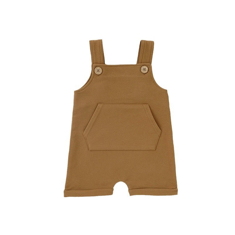GOTS Certified Organic Cotton Baby Overall Romper – Soft Knit Toddler Jumpsuit with Pocket
