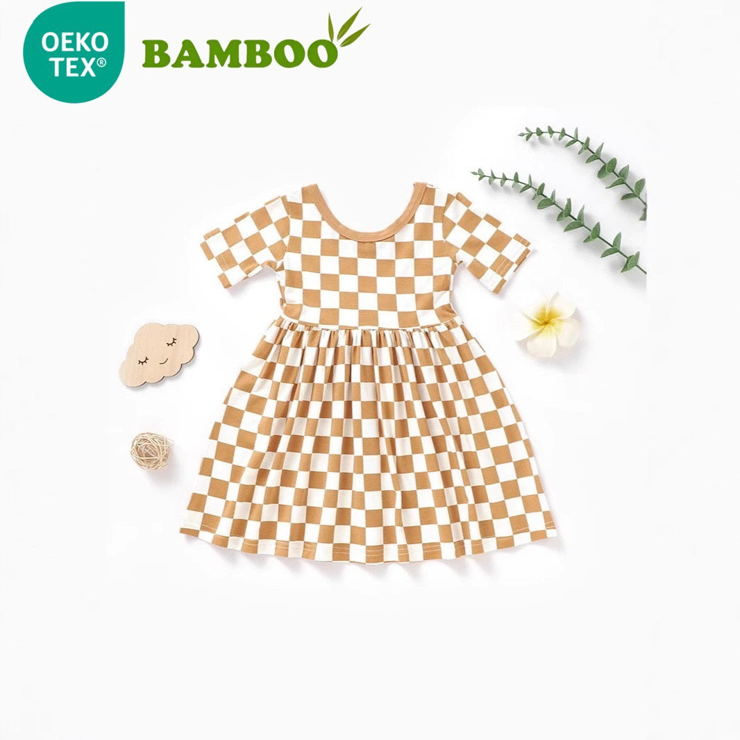 Organic Bamboo Checkered Baby Dress | Ultra Soft & Breathable Toddler Dress | SoftEarthBaby