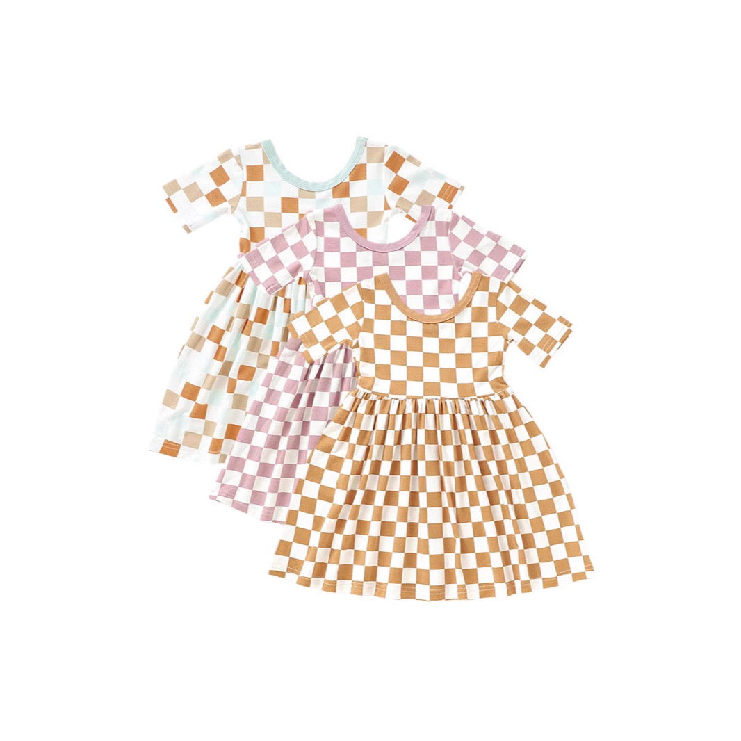 Organic Bamboo Checkered Baby Dress | Ultra Soft & Breathable Toddler Dress | SoftEarthBaby