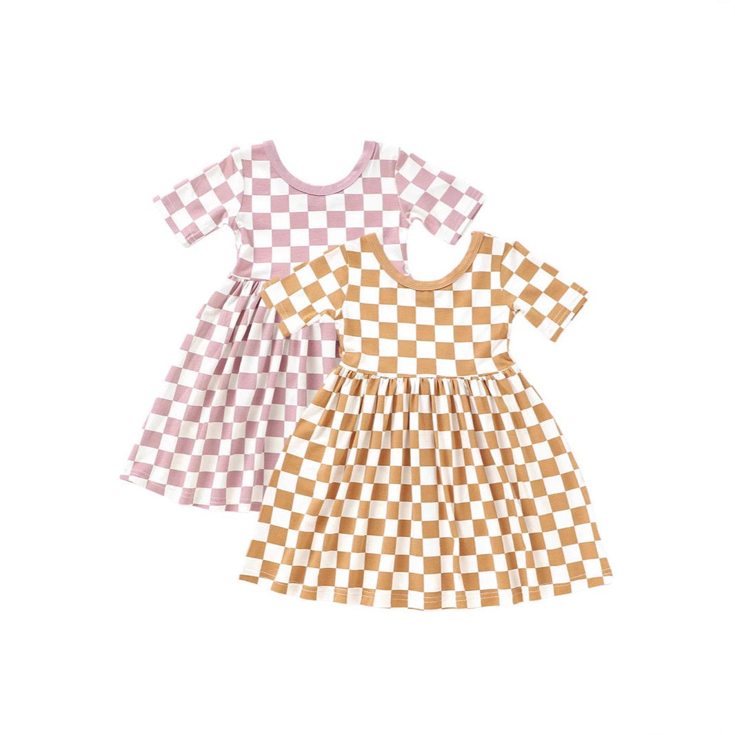Organic Bamboo Checkered Baby Dress | Ultra Soft & Breathable Toddler Dress | SoftEarthBaby