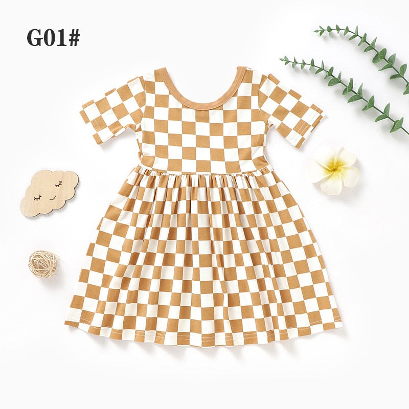Organic Bamboo Checkered Baby Dress | Ultra Soft & Breathable Toddler Dress | SoftEarthBaby