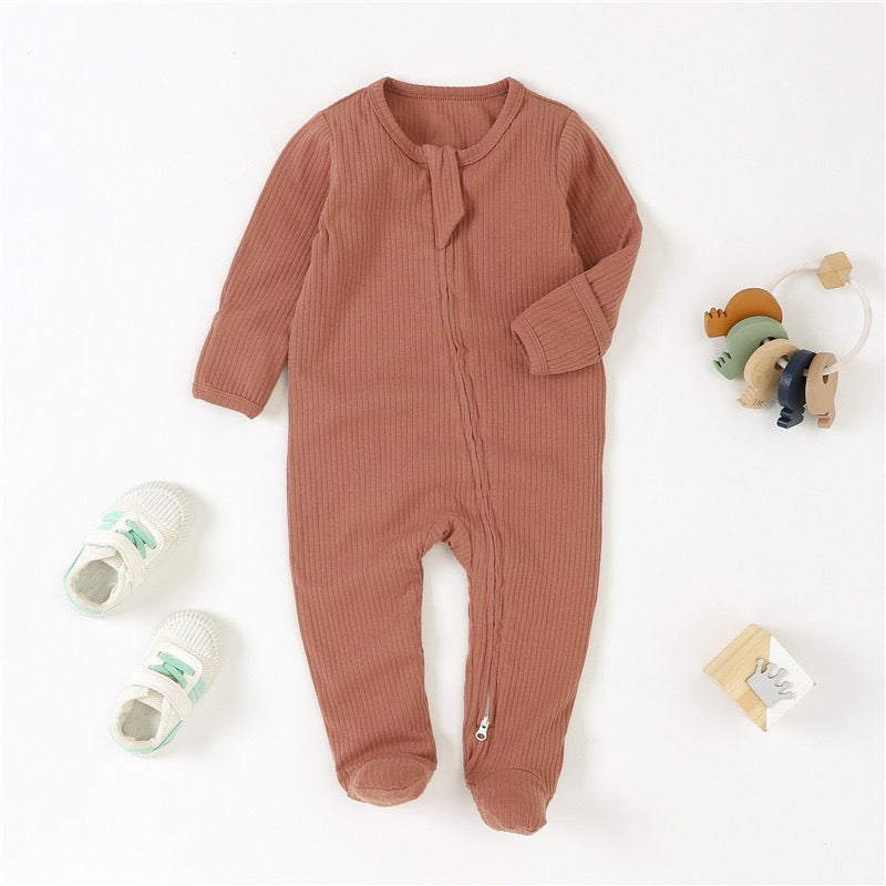 Organic Cotton Ribbed Zip Baby Sleepsuit – Ultra Soft Footed One-Piece Pajamas for Newborns & Infants | SoftEarthBaby