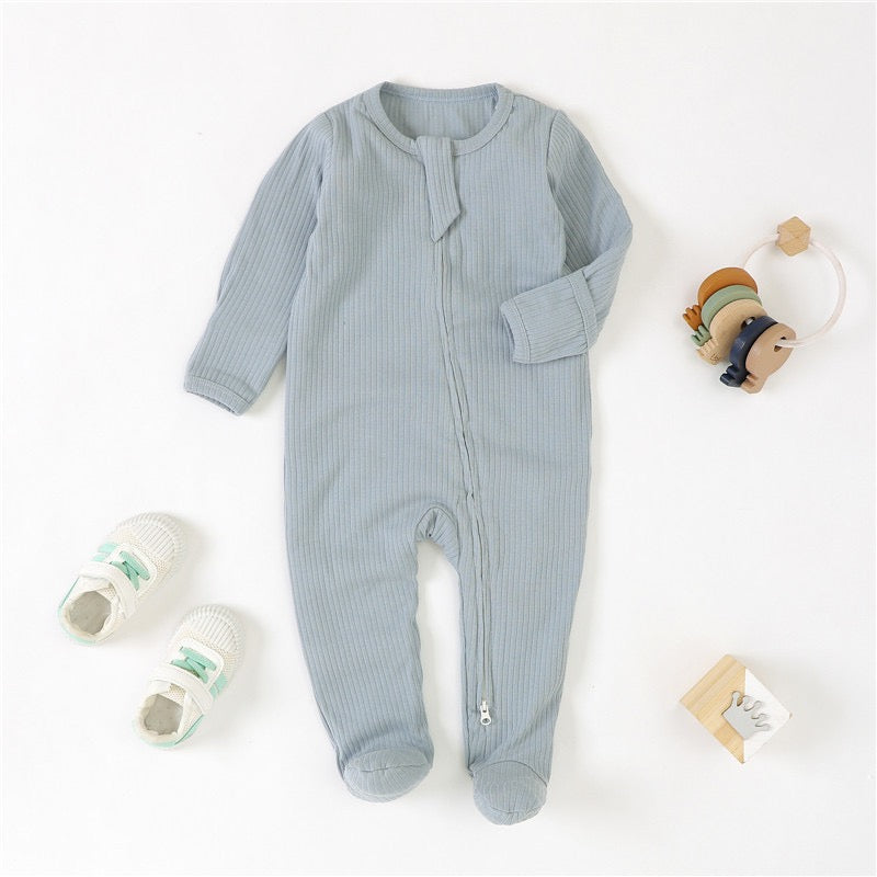 Organic Cotton Ribbed Zip Baby Sleepsuit – Ultra Soft Footed One-Piece Pajamas for Newborns & Infants | SoftEarthBaby
